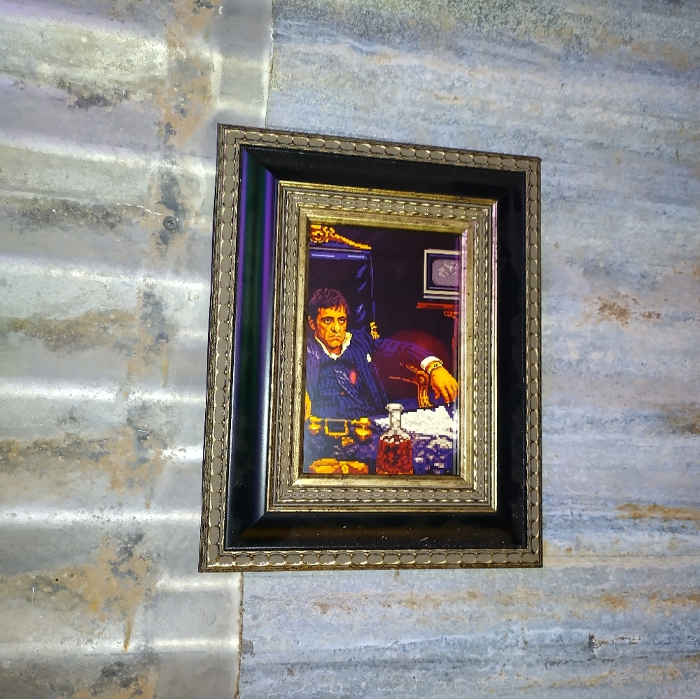 8 Bit Scarface Tony Montana Framed Art Print By Neon Nicho Lo-fi Pixel Art